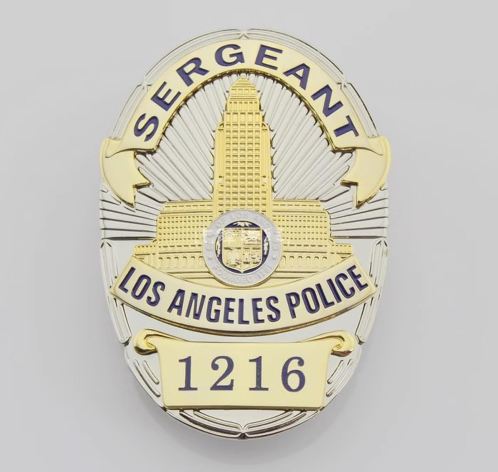 DOGOZ US LAPD Sergeant Los Angeles Police 1216 Badge with Inlaid